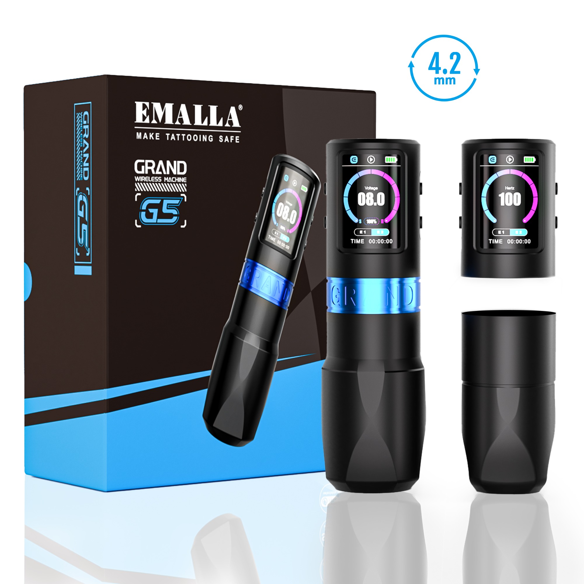 EMALLA GRAND G5 WIRELESS PEN MACHINE 2 Batteries+2 Grips Pack (4.2MM)
