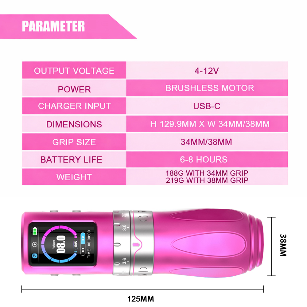 EMALLA GRAND G5 PRO Adjustable Strokes Wireless Pen Machine (Pink)