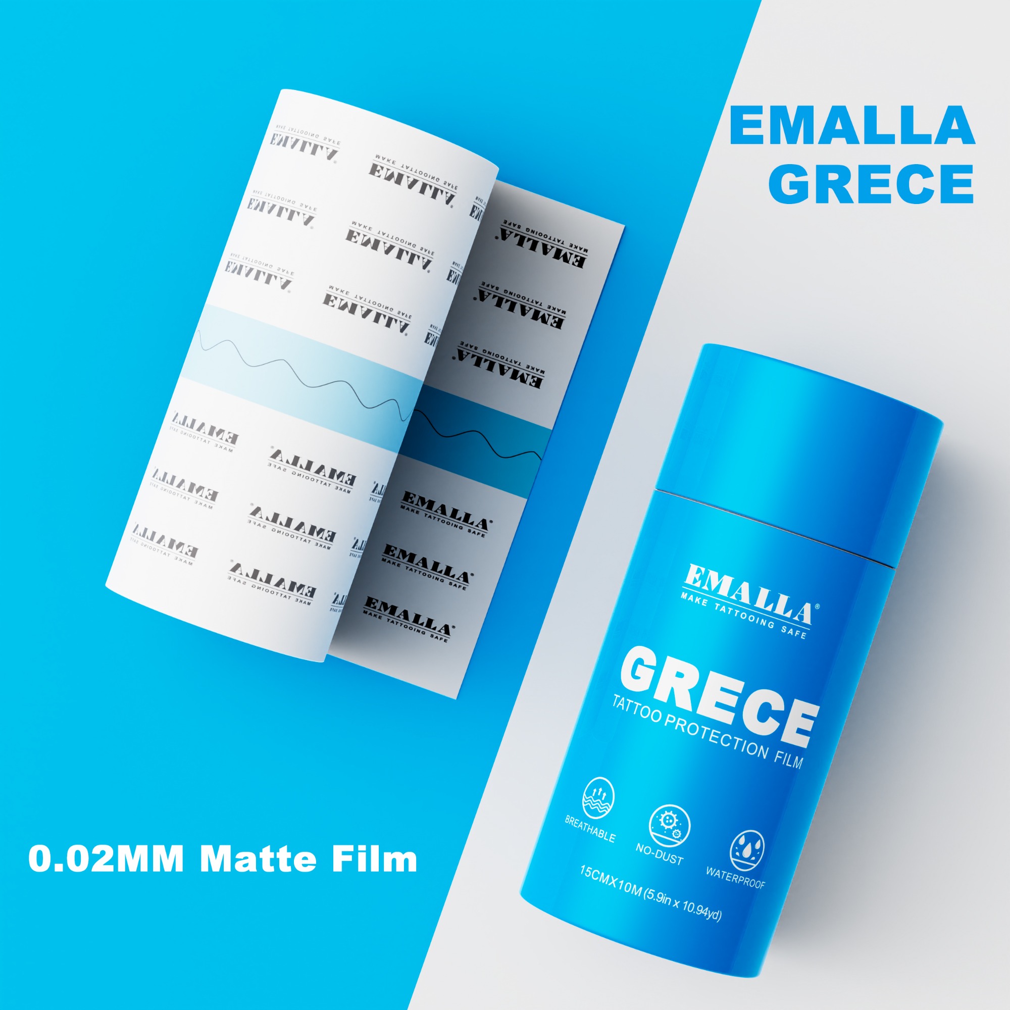 EMALLA GRECE 0.02MM MATTE TATTOO PROTECTION FILM ROLL (15CMX10M)